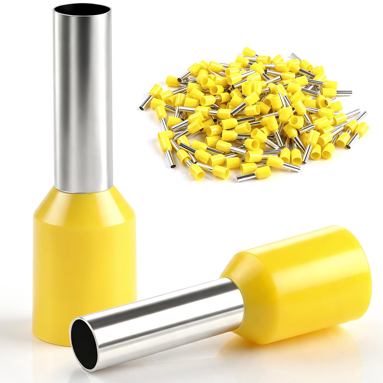 Mevvyla 150Pcs Wire Ferrules 6.0mm², Insulated Tinned Copper, Yellow