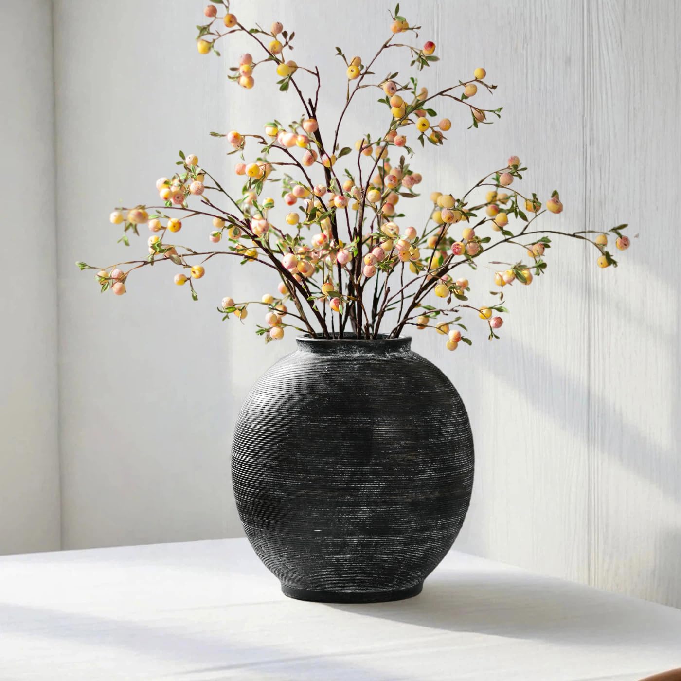 Kayolin Deep Charcoal Black Vase 10.8