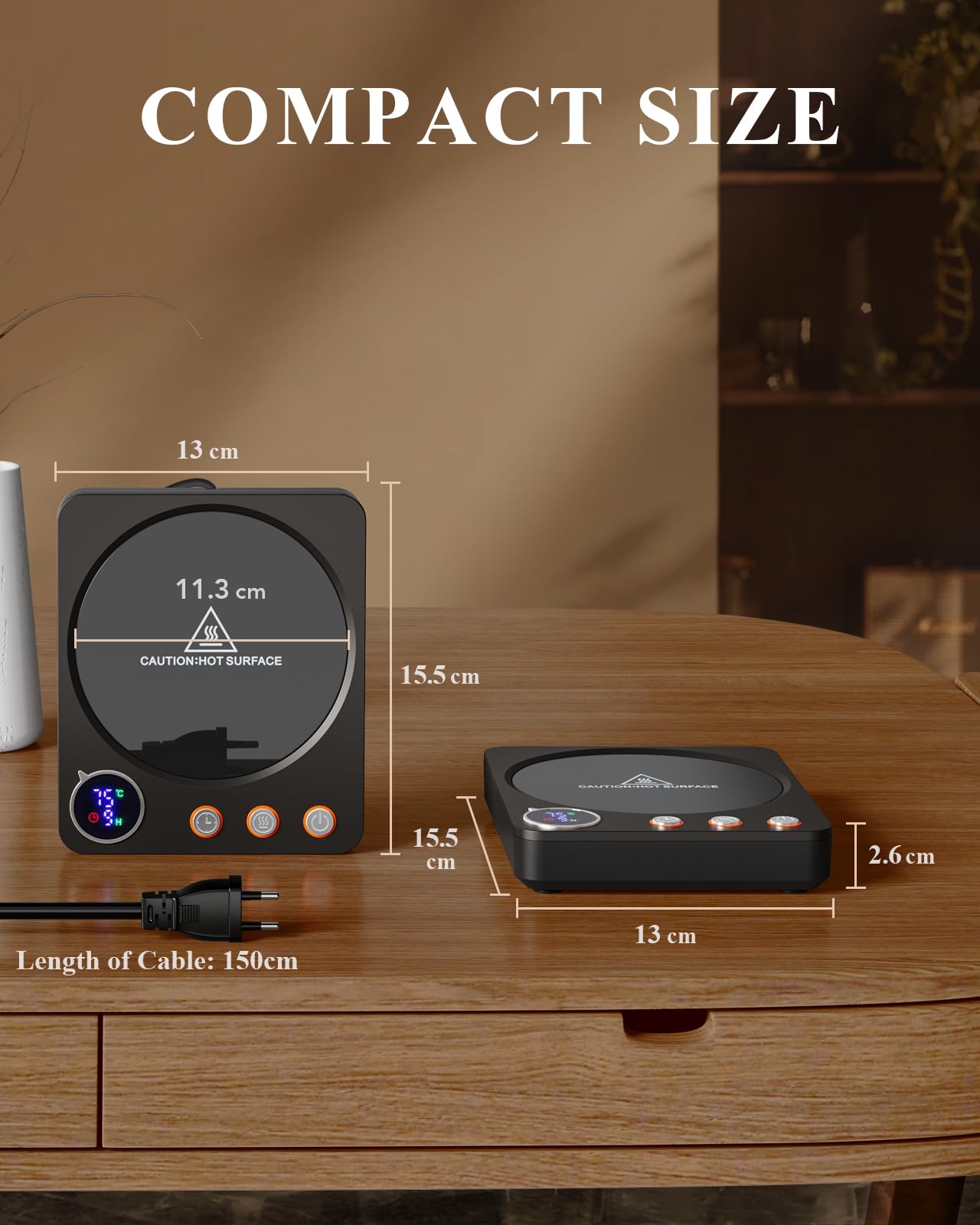 HOMEASY Calentador de Tazas, 30W para Tazas Eléctrico con 3 Configuraciones de Temperatura 4H Apagado Automático para Escritorio Agua Caliente Té Leche Calentador Regalo Negro