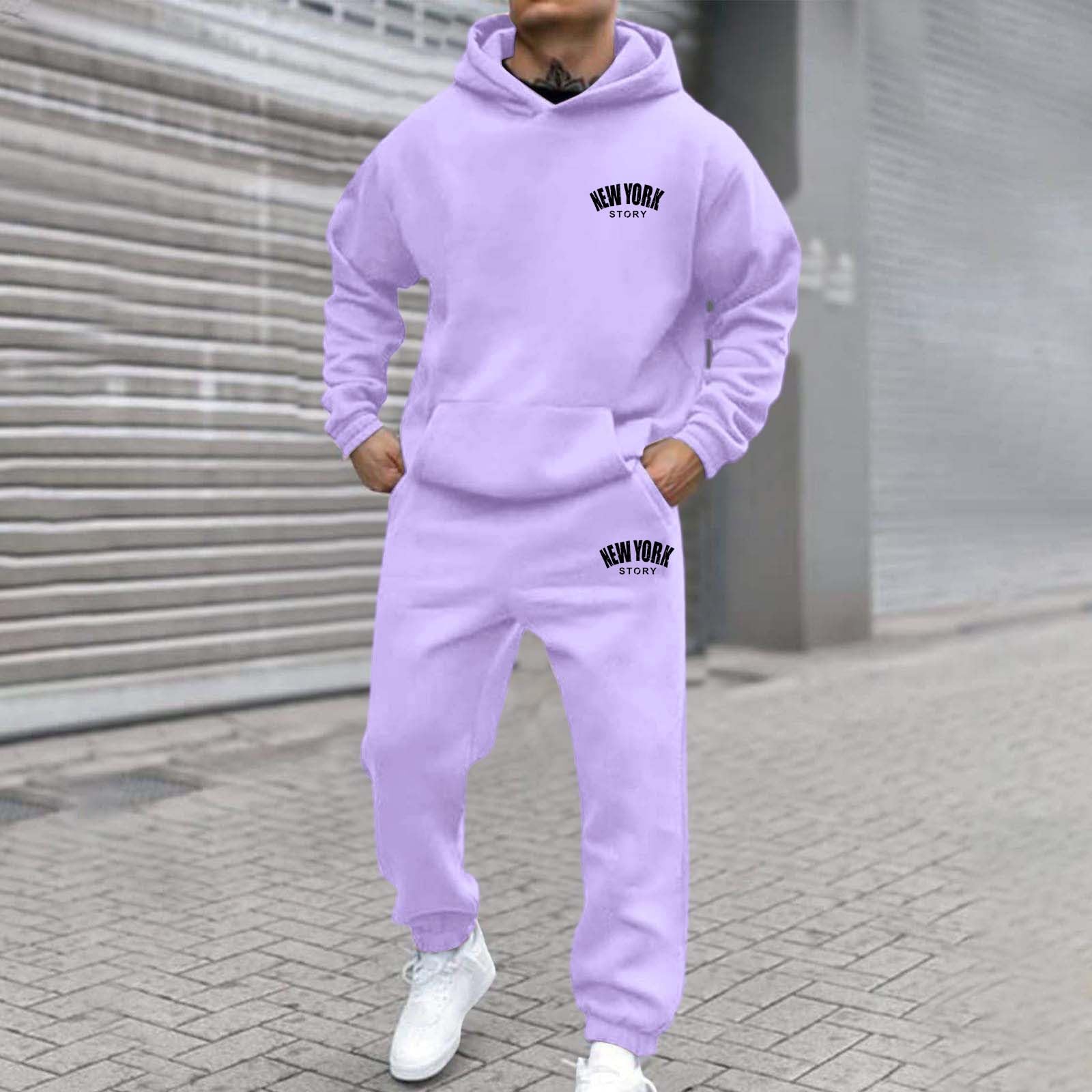 Tuta Uomo Completa Cotone Tute Sportive, Completa Invernale Felpa con Cappuccio E Pantaloni con Vita Elastica Training Fitness Moda Completo Running Uomo Completi Palestra Completa Running Tracksuit