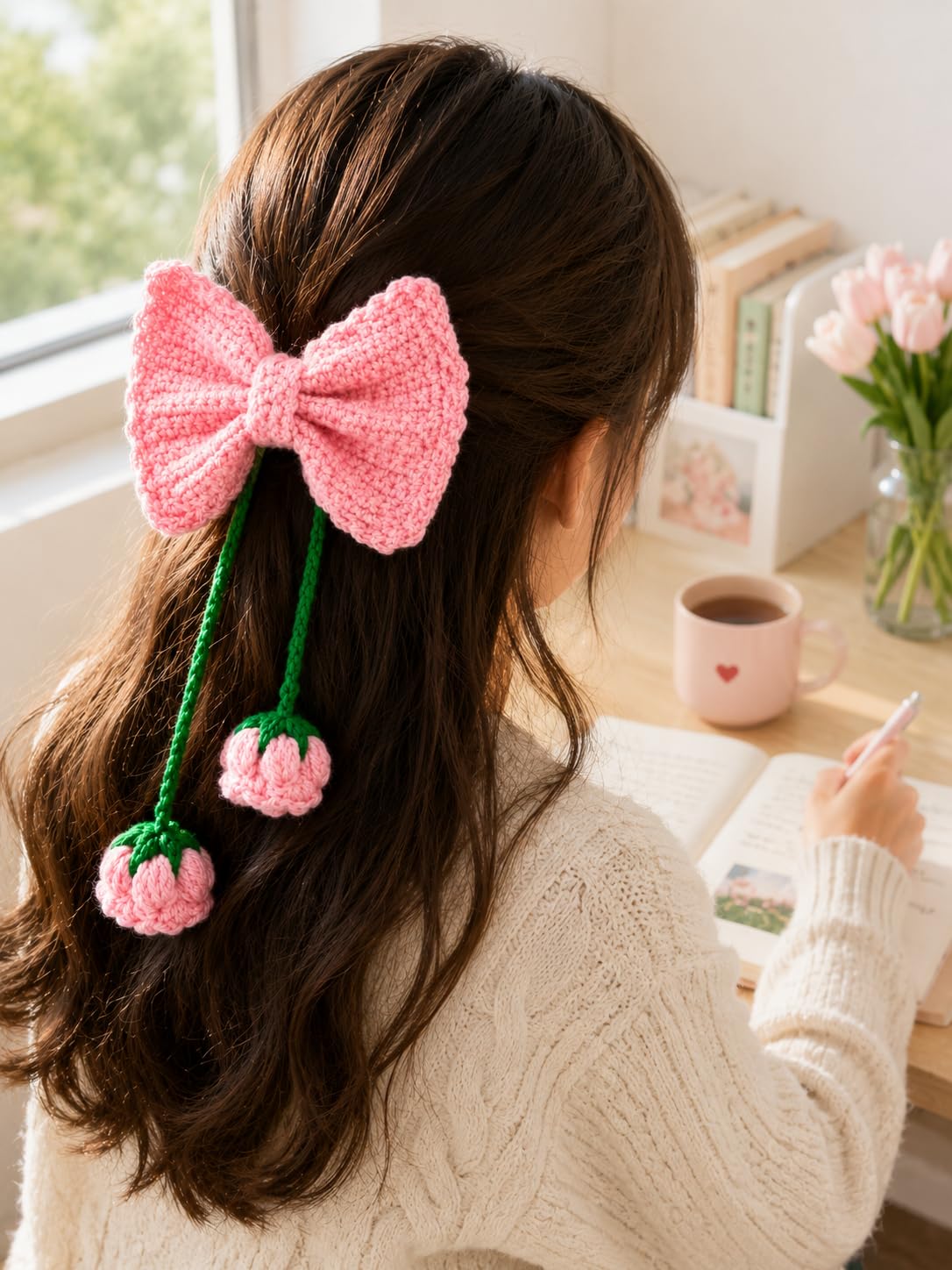 Viral Crochet Cherry Bow Hair Clip : Amazon.in: Jewellery