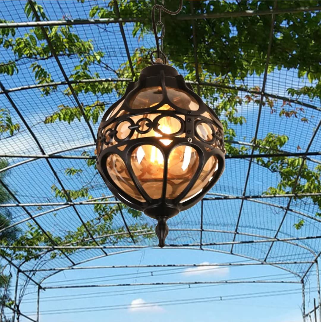 Vintage Pendant Light Outdoor Waterproof Ceiling Light Aluminum Glass Hanging Decoration Chandelier Lighting for Porch, Corridor, Villa, Yard, Vineyard, E27