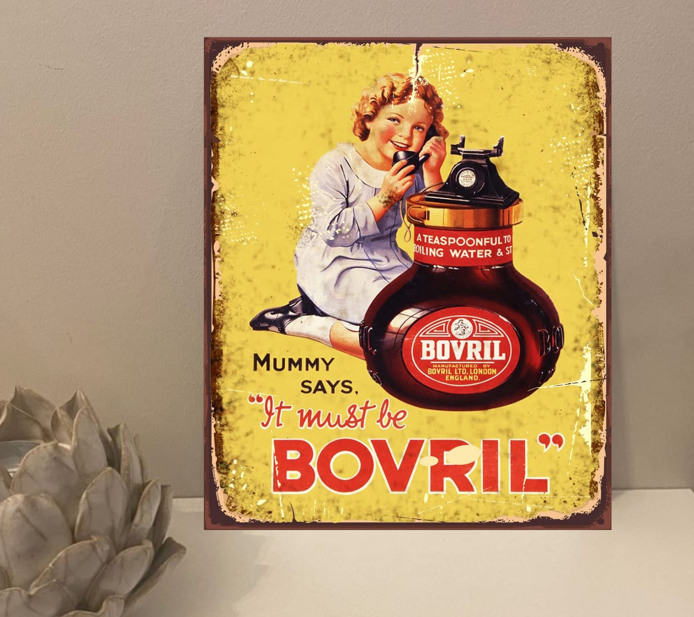 1x Bovril Food Drink Rustic Metal Plaque Sign Gift Novelty (mt790) (250mm x 200mm)