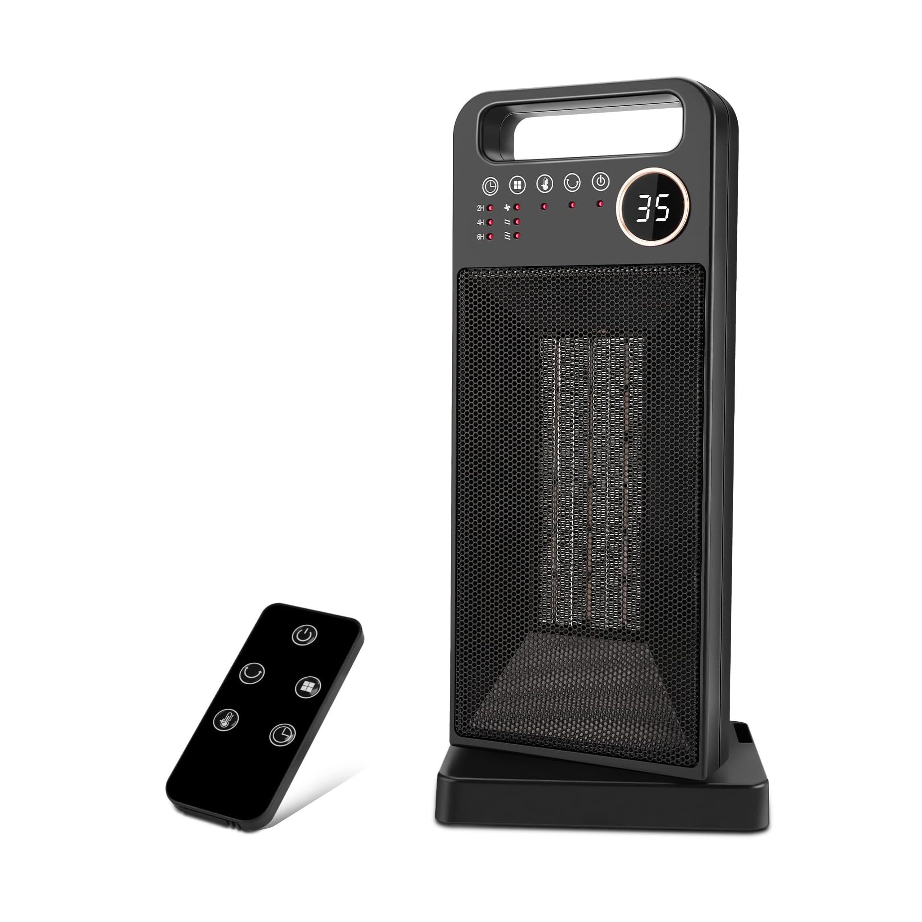 Radiateur soufflant céramique 2000W à économie d'énergie, chauffage électrique avec télécommande et minuterie, appareil de chauffage électrique, protection contre la surchauffe (2000D)