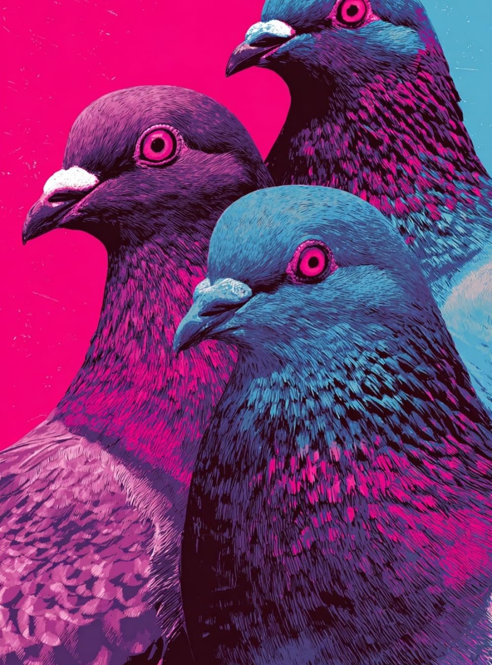 WANGWANGMIAO DIY Oil Painting Paint by Number Kit for Adults -Colorful Pigeons- 40x50cm Linen Canvas Paint by Numbers Crafts Kits Gift for Relax and De-Stress 16x20inch，with Frame