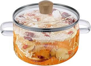 Pot de cocción de vidrio con tapa de 54 oz de cocción de vidrio de doble manejo resistente al calor