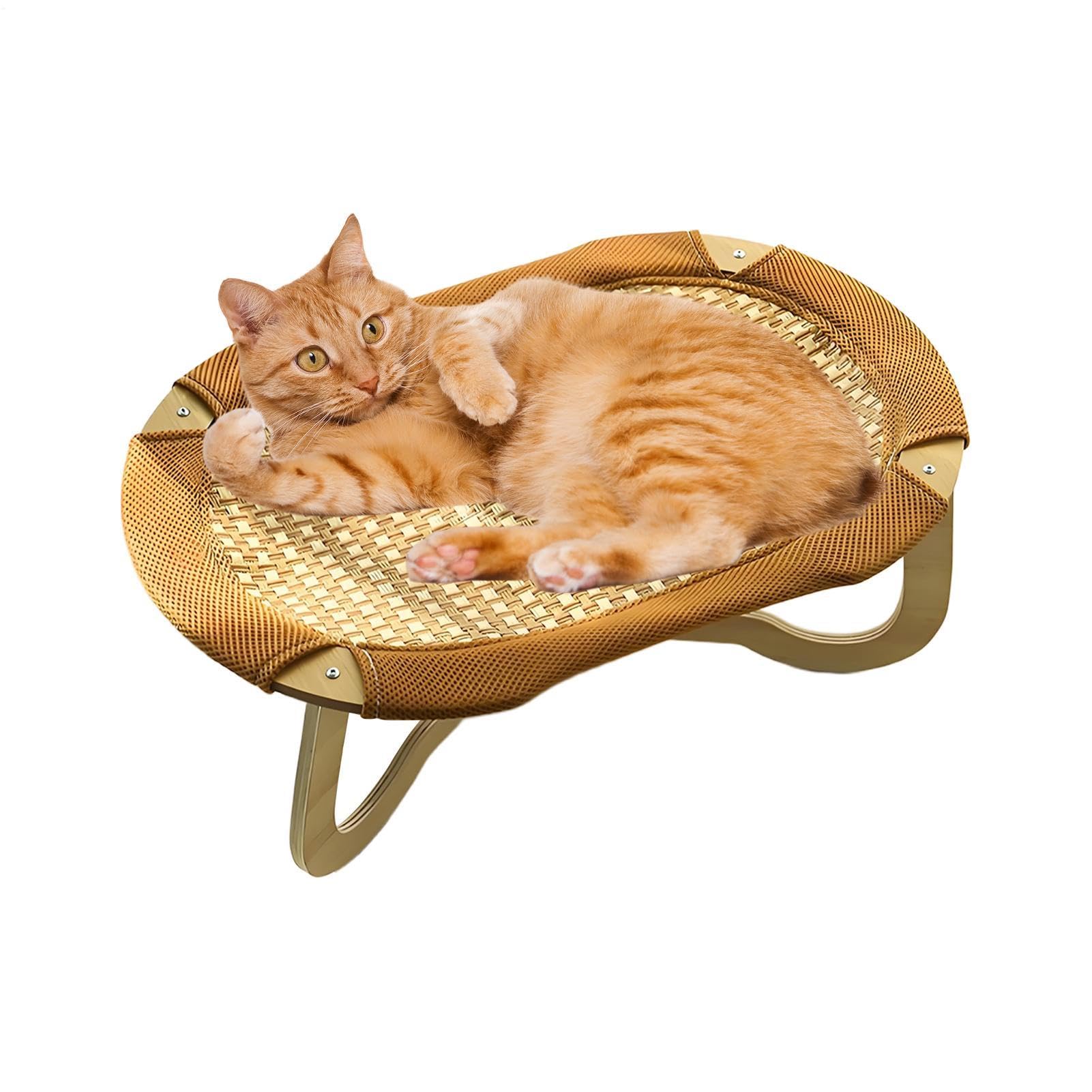 Lit pour chaton résistant aux rayures : finie la chaleur au sol grâce au rotin surélevé