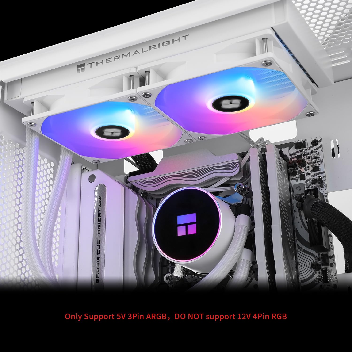 TR FM Blanco ARGB V2 Enfriador de procesador líquido 240 filas PWM ARGB 120 mm, para AMD/AM4/AM5 Intel LGA1150/1151/1200/2011/1700/1851