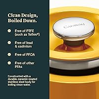 Vista 3 de Caraway Hervidor de té silbante de 2 cuartos de galón, olla de té duradera de acero inoxidable, hervido rápido, agnóstico para estufa, no tóxico