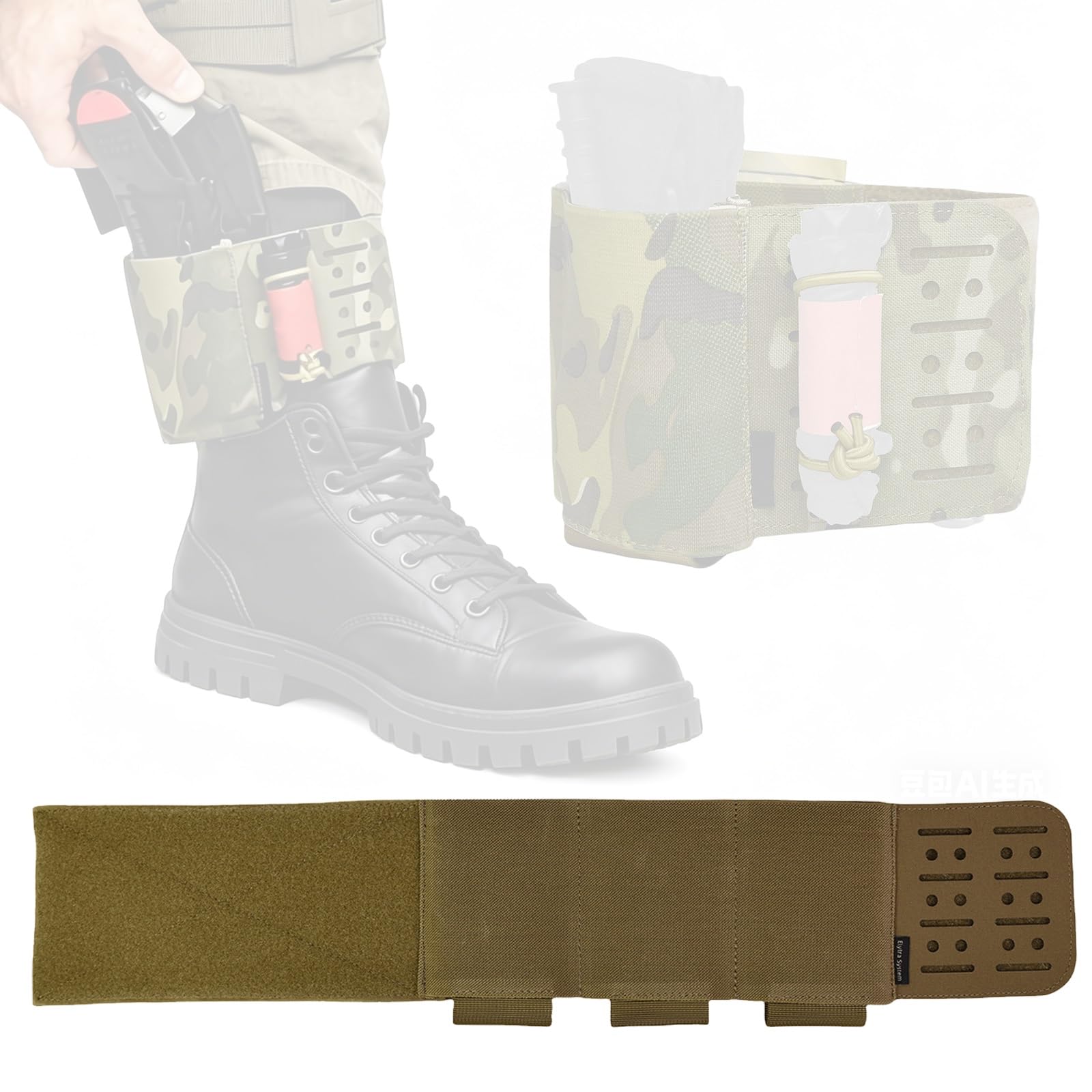 Hunting Tactical Hidden Discreet Ankle Carry IFAK Pouch Leg Hugging Securing Kits Lightweight for Airsoft Outdoor Sport Camping Travel Hiking(CB)