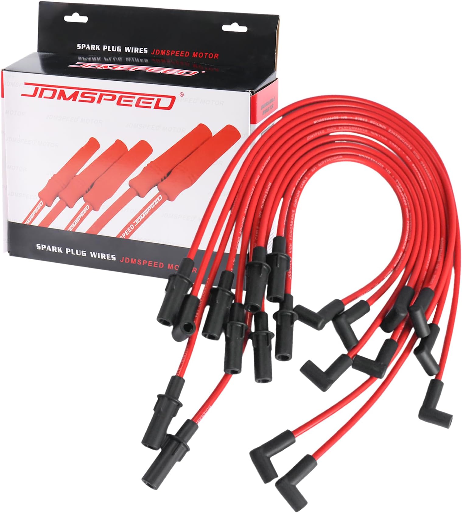 JDMSPEED Spark Plug Wire Set 8MM Replacement for Dodge B150 B1500 B250 B2500 B350 B3500 Dakota Durango Ram 1500 2500 3500 Ramcharger W150 Truck Van 1990-2003 Red Ignition Spark Plug Wires