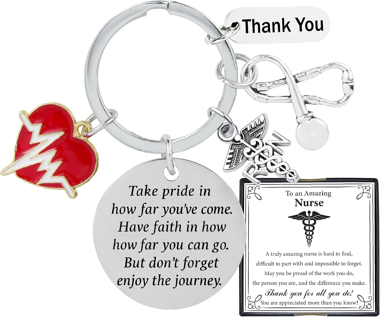 Unique Nurse Gifts Keychain with Card, Meaningful Medical Assistant Accessories, Heartwarming Nurses Week Gift, Appreciation Gifts for Nurses, Must-Have Nursing Student Essentials for Graduation