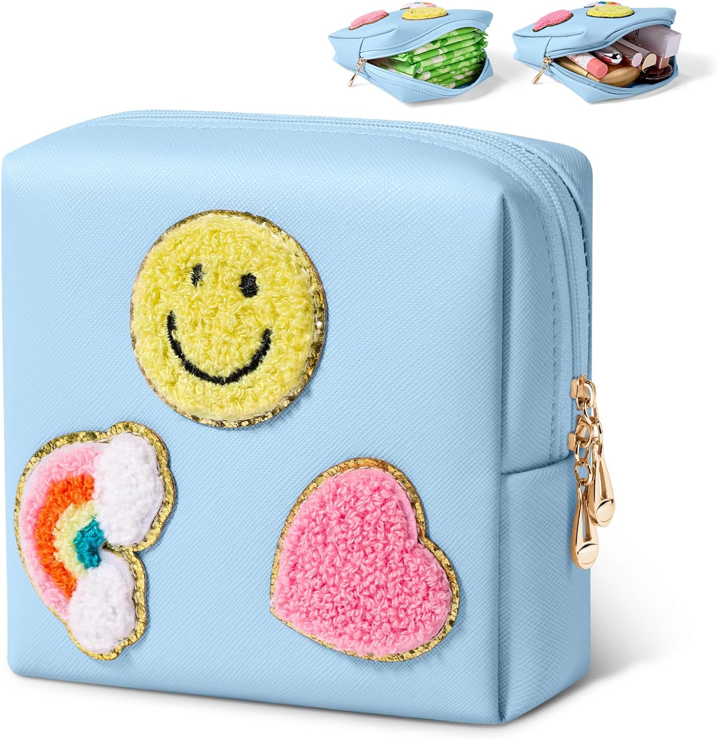 Period Bag for Teen Girls Shark Week Pouch Portable Sanitary Pad Bags for Period Teen Period Pads Pouch for Panty Liners, Tampons, Menstrual Cup – Blue