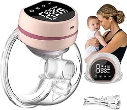 Bomba De Tirar Leite Mama Portátil P1 Mãos Livres Elétrica Sem BPA 3 Modos 10 Níveis de Sucção Conforto Coletor de Leite de Amamentação (Rosa)