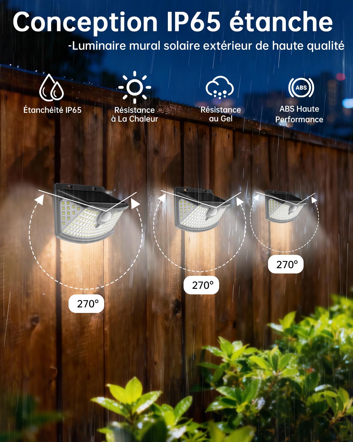 Aootek Lampe Solaire Extérieur 4-Pack - 120 LEDs IP65 étanche, Détecteur de Mouvement 8m, Wide Angle, Batterie Lithium, lumière solaire extérieur, Coque Noire, Lumière Froide