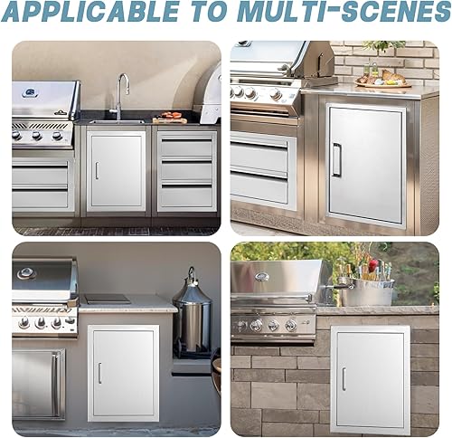 Miniatura 6 de Atatod Puerta de cocina al aire libre, puerta de acceso de cocina al aire libre de 17 "W23 H, barbacoa de acero inoxidable puerta única, se puede