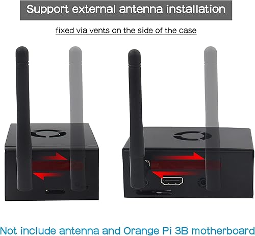 Miniatura 2 de Funda naranja Pi 3B (N510), carcasa de metal con ventilador de refrigeración de 5 V 3010 y 3 disipadores de calor de aluminio para Orange Pi 3B 2 GB