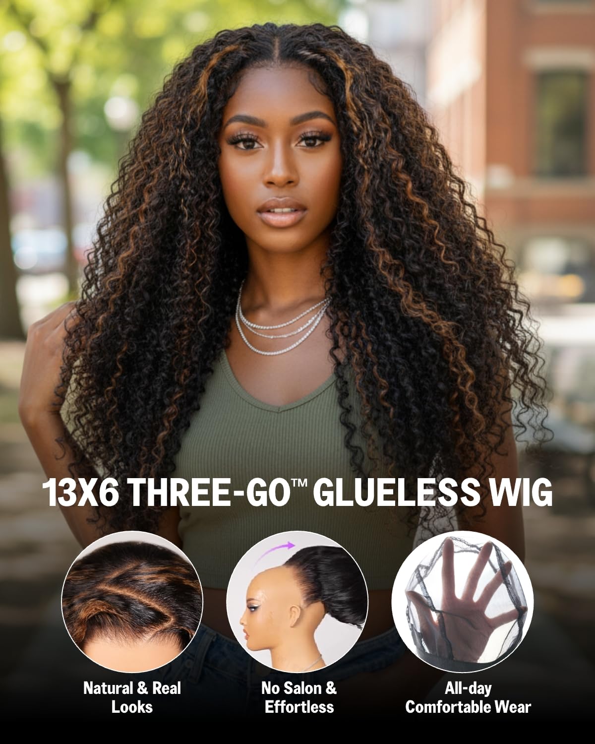 Highlight Glueless Wigs Human Hair Pre Plucked Pre Cut 13x6 Deep Wave Lace Front Wigs Human Hair 220% Density Glueless Curly Human Hair Wig 100% Human Hair Wig for Beginner 20 Inch 1BP30
