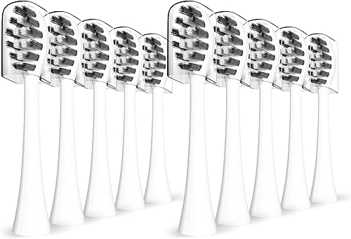 Miniatura 1 de Cabezales de repuesto para cepillo de dientes eléctrico Gleem, diseño en forma de W plantado con cerdas de nailon, color negro, paquete de 10