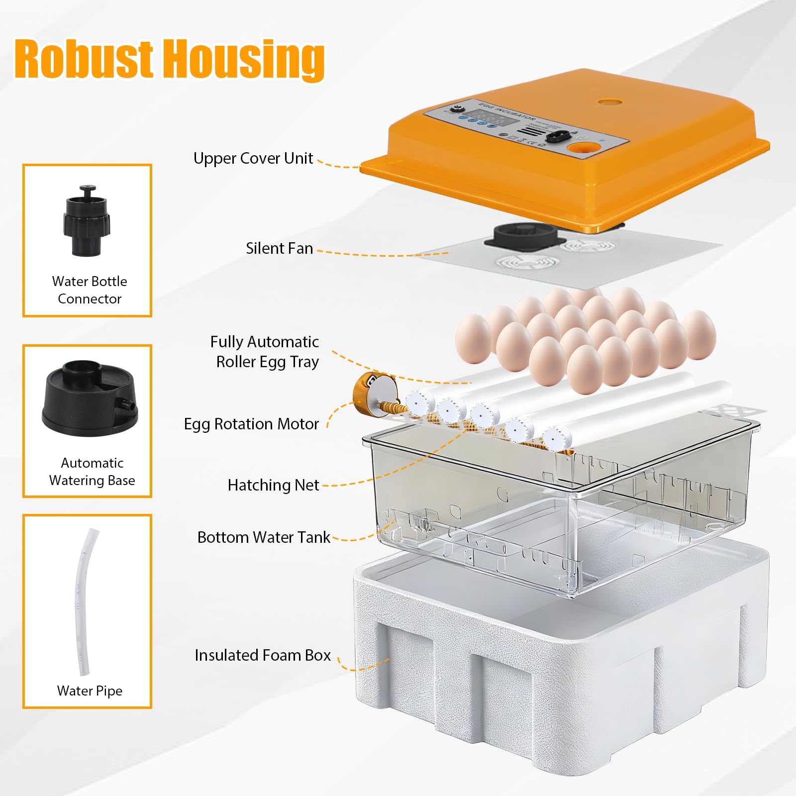 Incubadora totalmente automática para pollos, con sistema de rotación automático y control de temperatura, incubadora de huevos para 12-16 huevos (amarillo 16)