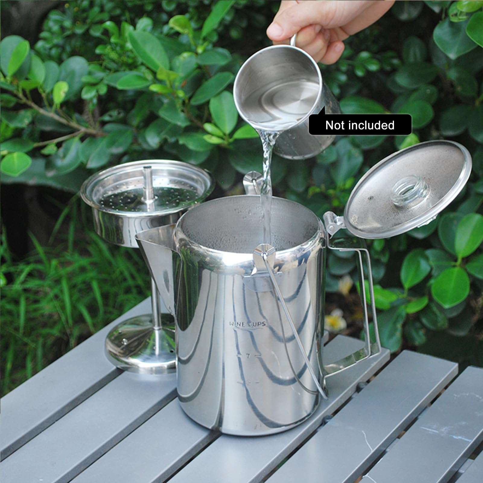 LIXADA 1.2L extérieur 9 Tasses en Acier Inoxydable percolateur cafetière cafetière pour Camping Maison Cuisine