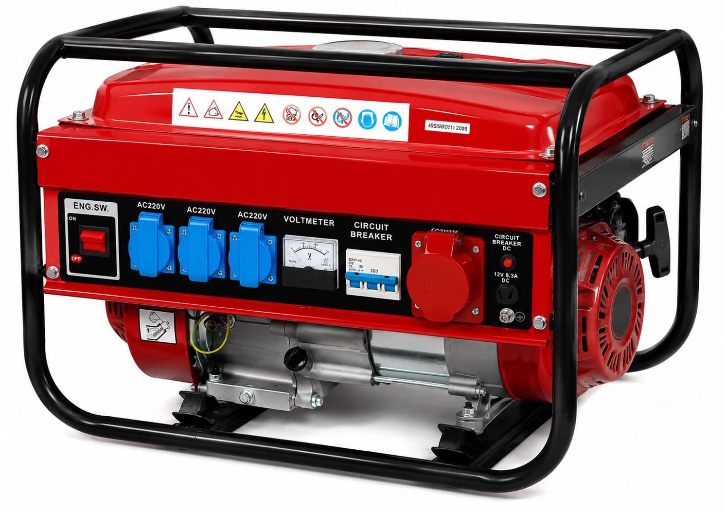 SVE Generador Eléctrico Gasolina 15L 5500W 230/380V 4 ENCHUFES (2500W Trifásico 3000W Monofásico) Motor 4 Tiempos