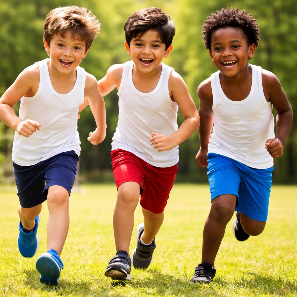 COSHAL® Gilet pour enfant 100 % coton blanc sans manches coupe ajustée pour l'été à porter tous les jours