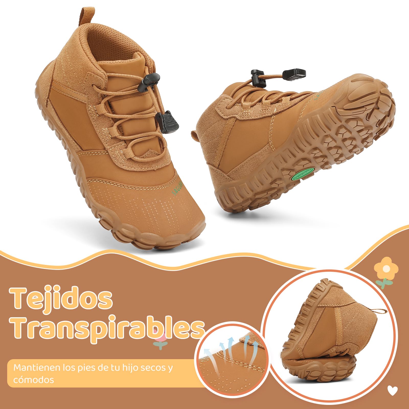 SAGUARO Barefoot Zapatillas de Trail Running Niños Zapatos de Minimalistas Ligeras Transpirable para Exterior Interior Gr.24-36