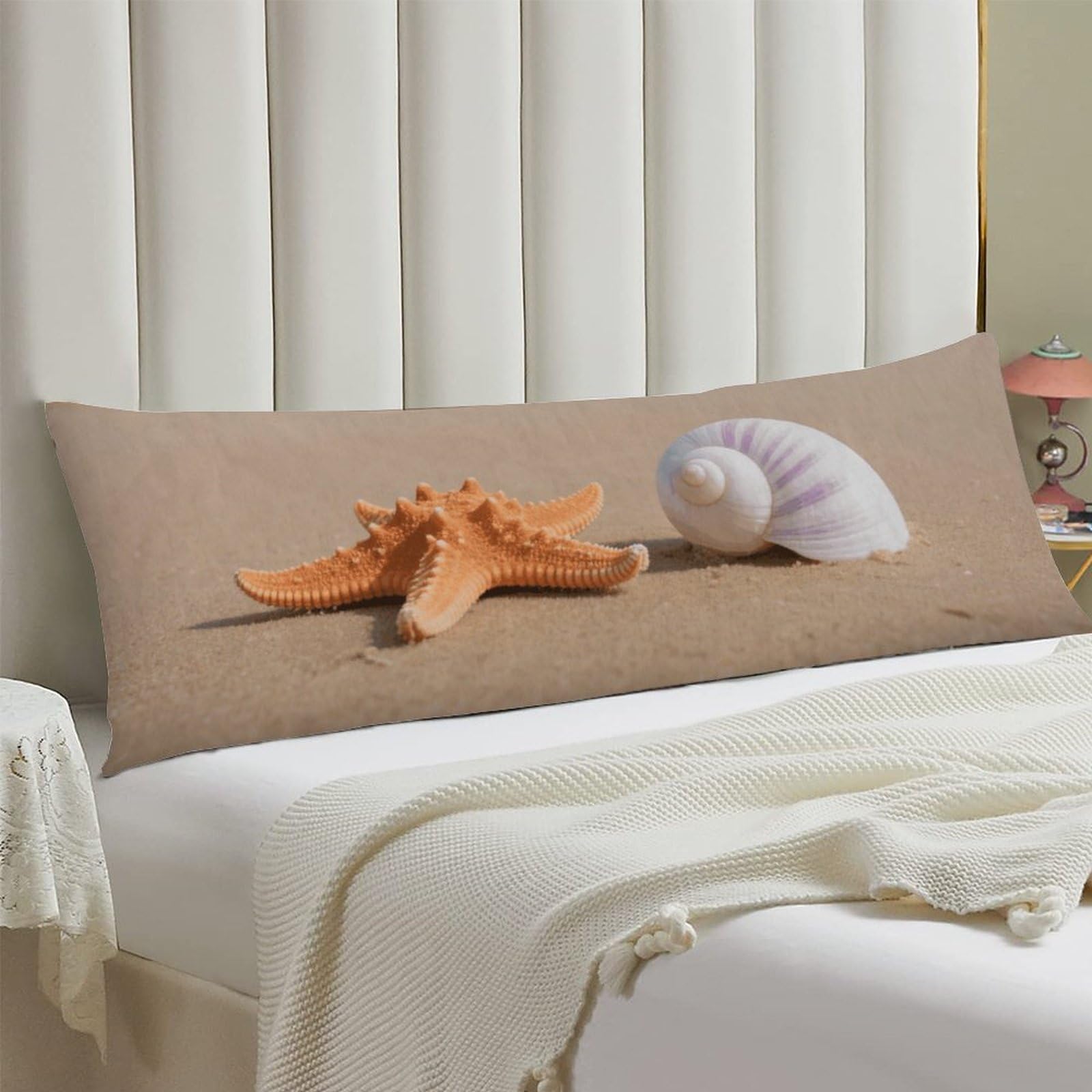 Body Pillow Cover 20x54 Long Pillow Case with Invisible Zipper Breathable Microfiber Beach Starfish Conch Pillowcase Soft Cozy Protector for Bedroom Couch Sofa Bed Home Decor All Seasons