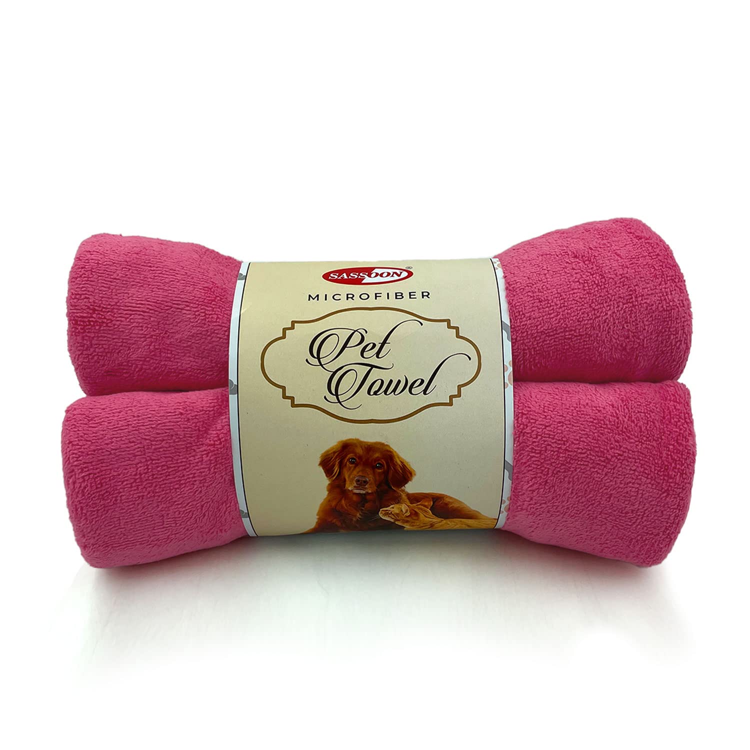 Sassoon | Dog Towels for Drying Dogs |Large Pet Towels for Dogs | Towels for Dog | Towels For Cats | Ultra Soft, Super Absorbent, Microfiber, Machine Washable and Quick Drying - Pack of 1 (Pink)