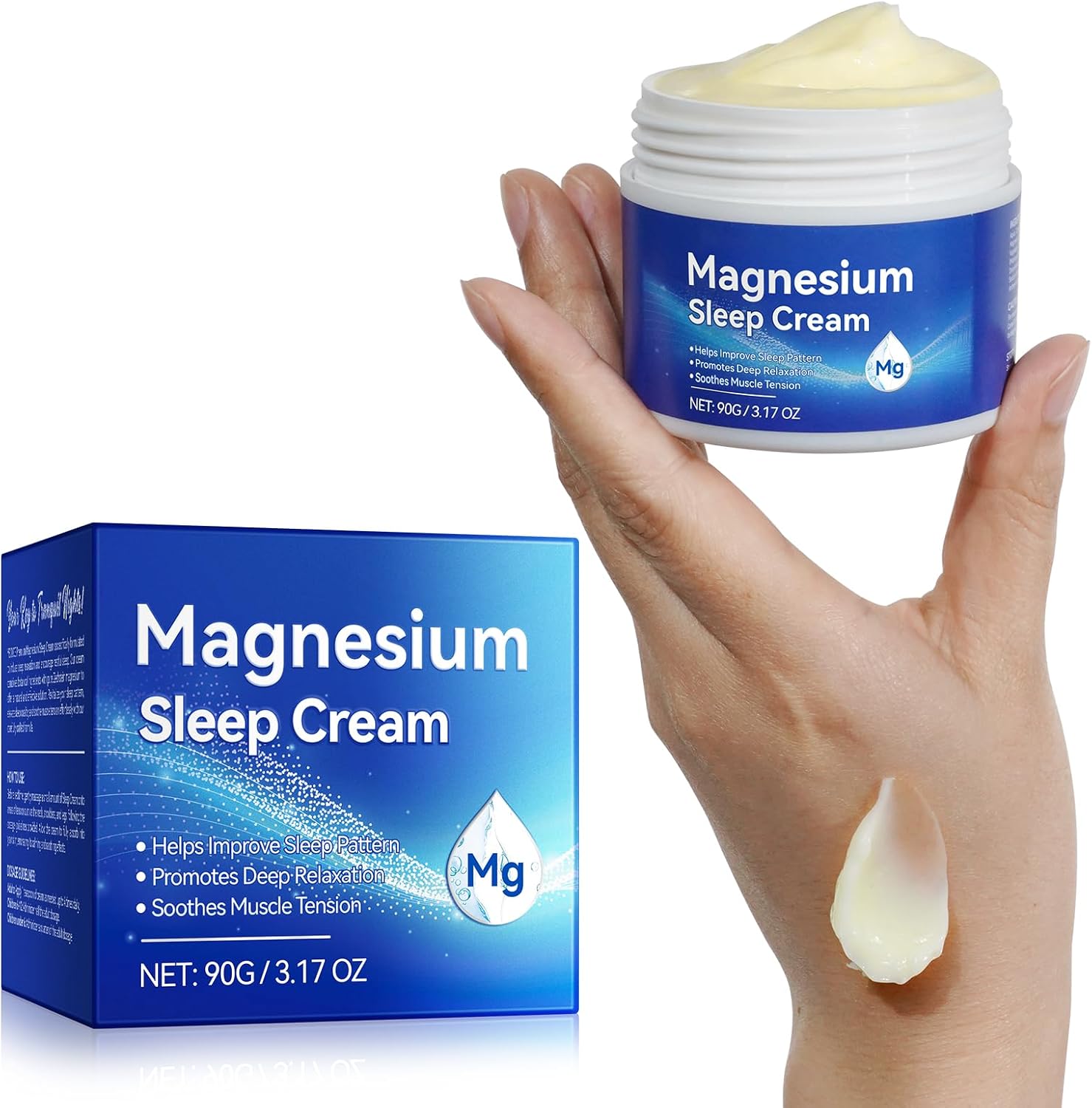 Magnesium Soothing Sleep Cream, Magnesium Skin Muscle & Body Calm Moisturing Butter, Relief for Restless Legs | Muscle Joint Relaxant for Cramps & Pain, Natural Sleep Support(90g)