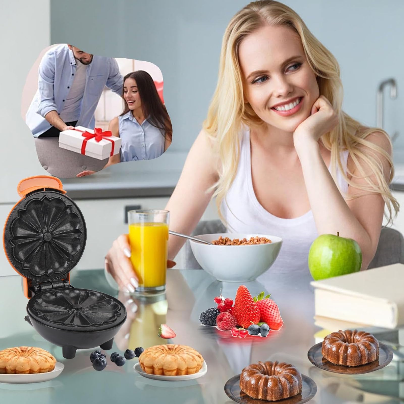 Mini-Kuchenmaschine, Doppelseitige Heizung, Antihaftbeschichtung, 350 W Starke Kuchenmaschine, Gefertigt aus Hochwertigem ABS-Material