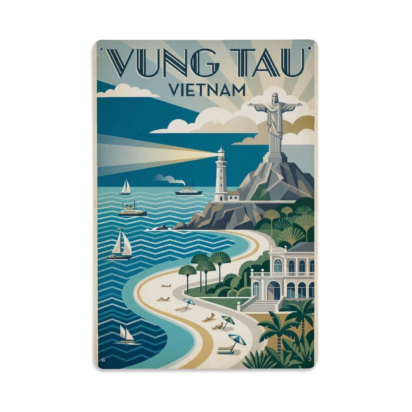 Vietnam Vung Tau Vintage Metal Tin Sign Plaque Wall Decor for Cafe, Club Bar, Office, Garden Metal Poster 8x12Inch