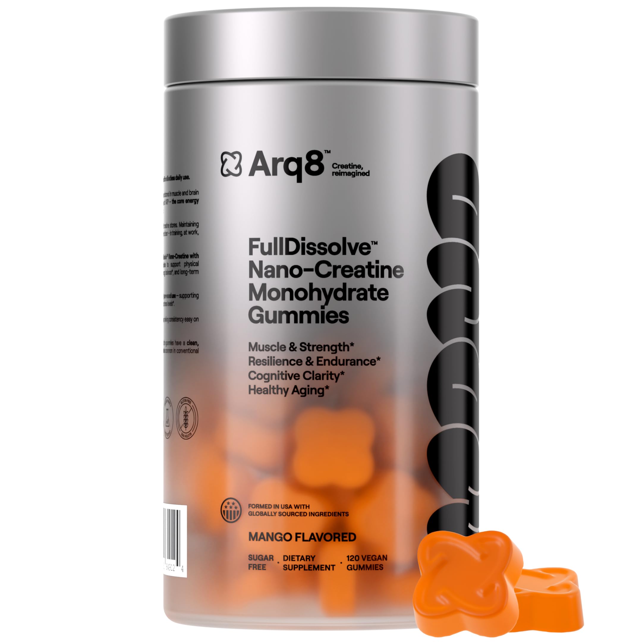 ARQ8 LONGEVITY Creatina monoidratada em gomas FullDissolve™ Nano-Creatine 5.000 mg, 120 gomas