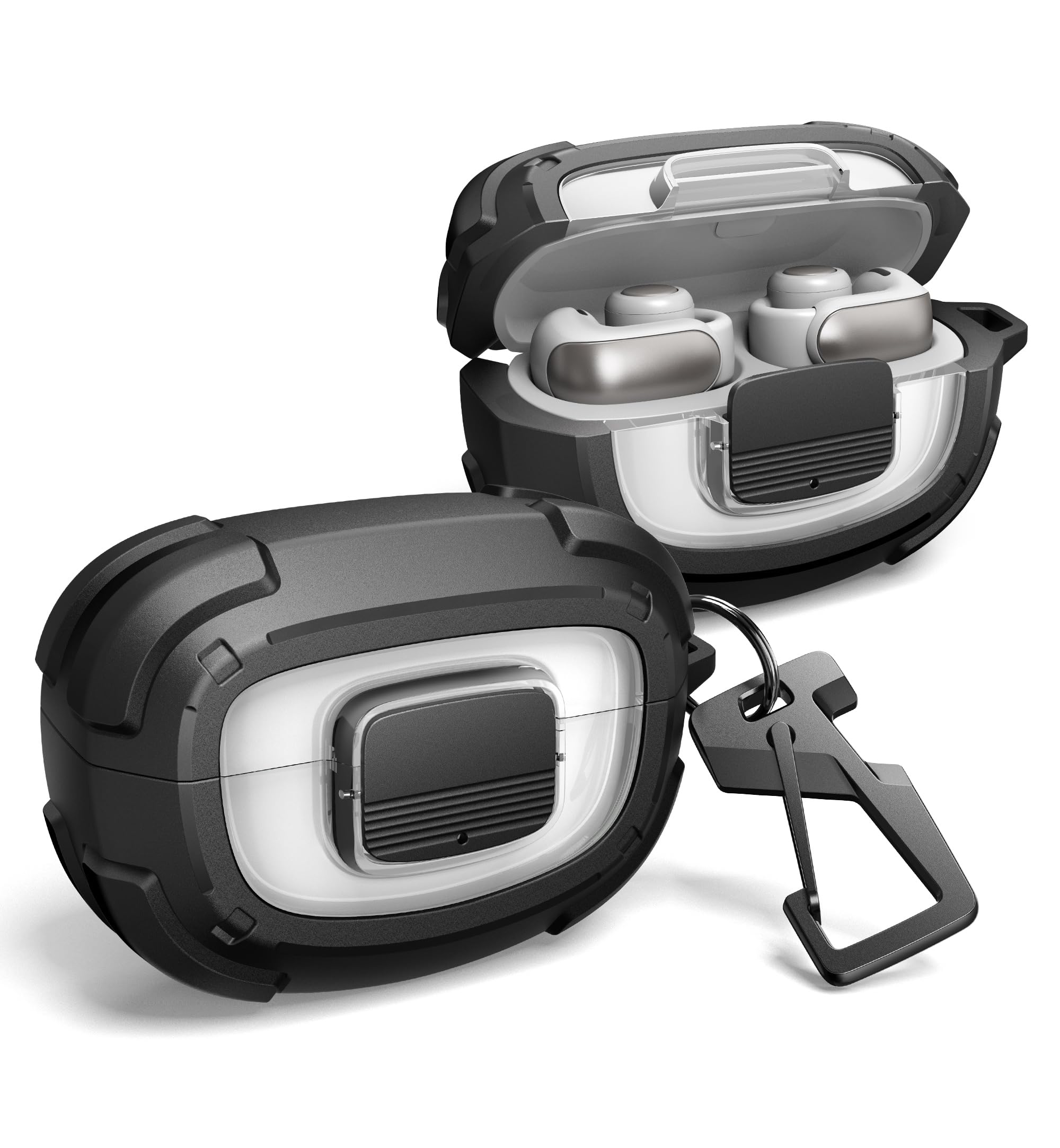 Dexnor for Bose Ultra Open Case with Drop-Proof Lock, Shockproof Rugged Bumper Cases Protective Cover with Carabiner & Keyring & Cleaner Kit for Bose