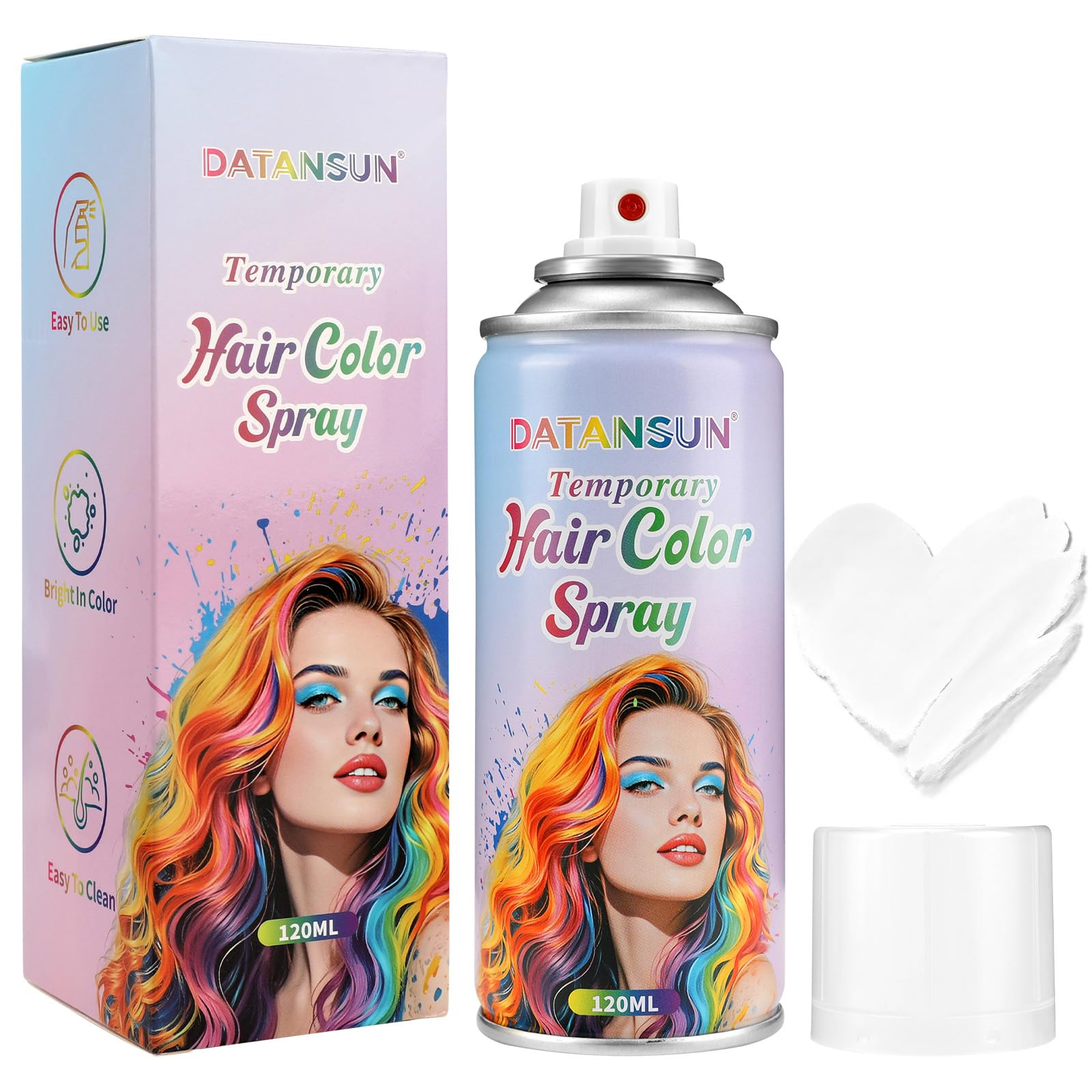 White Hair Spray Color【Instant Color】【Skin Friendly】【Easy To Clean】【Large Capacity】Washable Hair Color Spray For Women/Men 4.06 oz，05 White