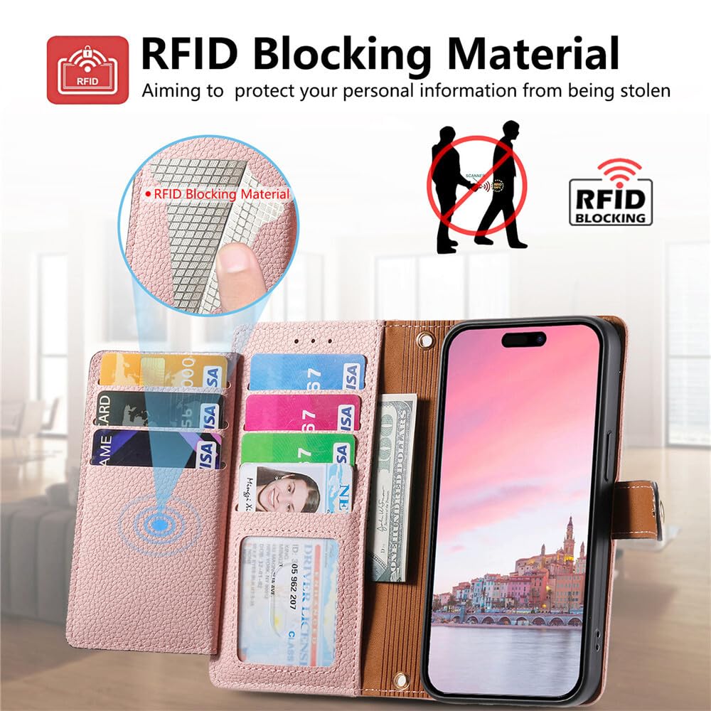 Generic etui kompatybilne z iPhone 13 (6,1 cala (kolor: zielony) skórzany portfel etui magnetyczne z klapką i dodatkowe etui na karty