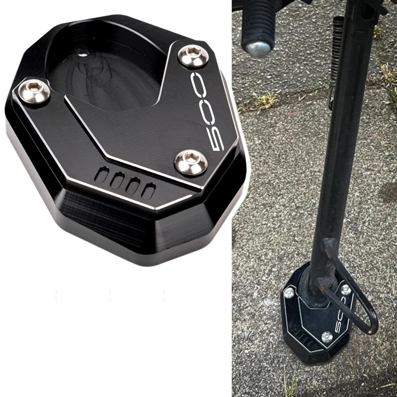 Ingranditore Per Cavalletto Laterale In Alluminio Per Ninja 125 (2019-2024) - Piastra Antiscivolo Per Moto - Accessorio Parcheggio Stabile - Nero