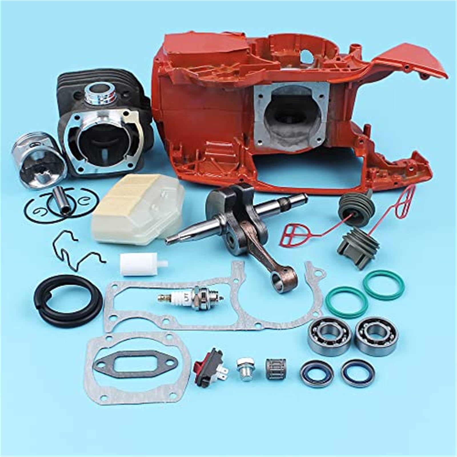 Filtro de aire del cojinete del cigüeñal del cárter del pistón del cilindro de 50mm, for Husqvarna, 362 365 371 372 Junta de filtro de tapa de combustible de aceite de motosierra Tapa del tanque