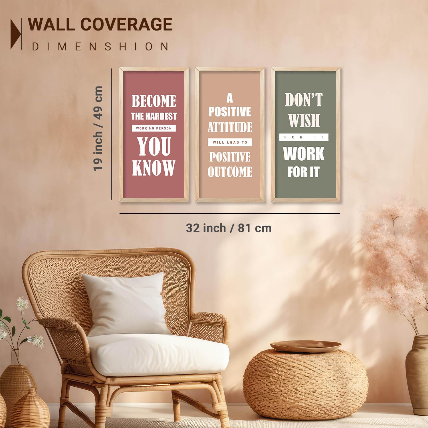 walllane - Motivational Quotes Framed Poster for room and office Decoration | quotes Wall Frames for Home and Office | wall Poster With Frame |inspirational quotes frames Wall Decoration - Set of 3 (10X19 INCH, E) 2