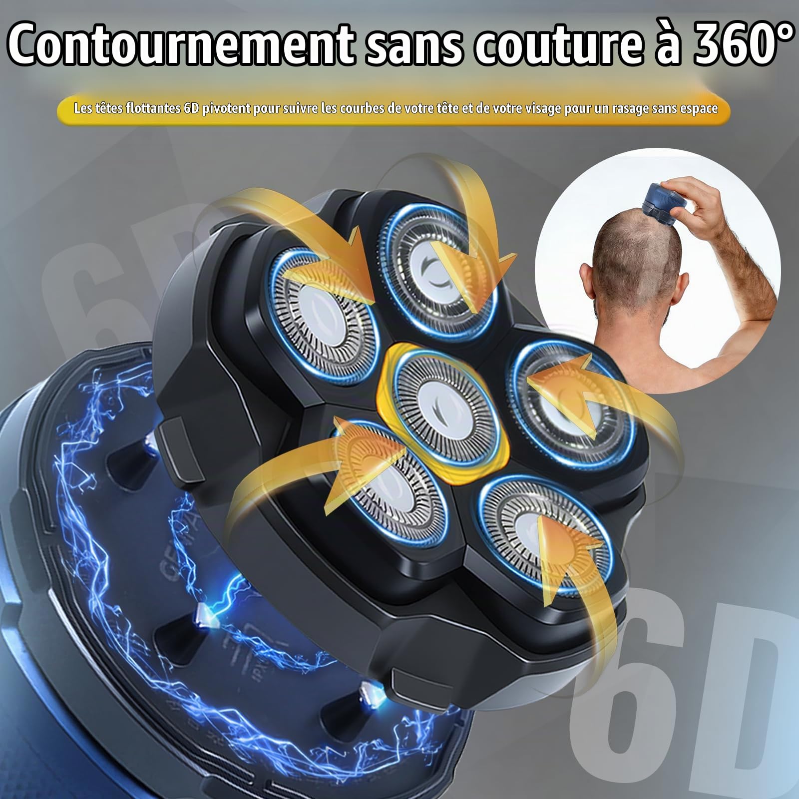 Têtes de rasoir magnétiques à 6 lames de rechange pour de nombreux rasoirs électriques magnétiques 6D, compatibles avec DOAO, Kensen, JoyKoi et Kibiy. (3 pièce)