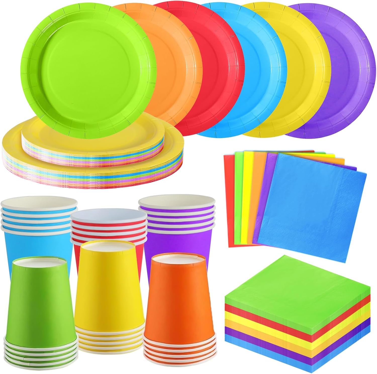 120-Piece Disposable Plates & Cups Set | for 30 Guests, 9" & 7" Round Paper Plates, Napkins | Catering, Buffet & Event Supplies