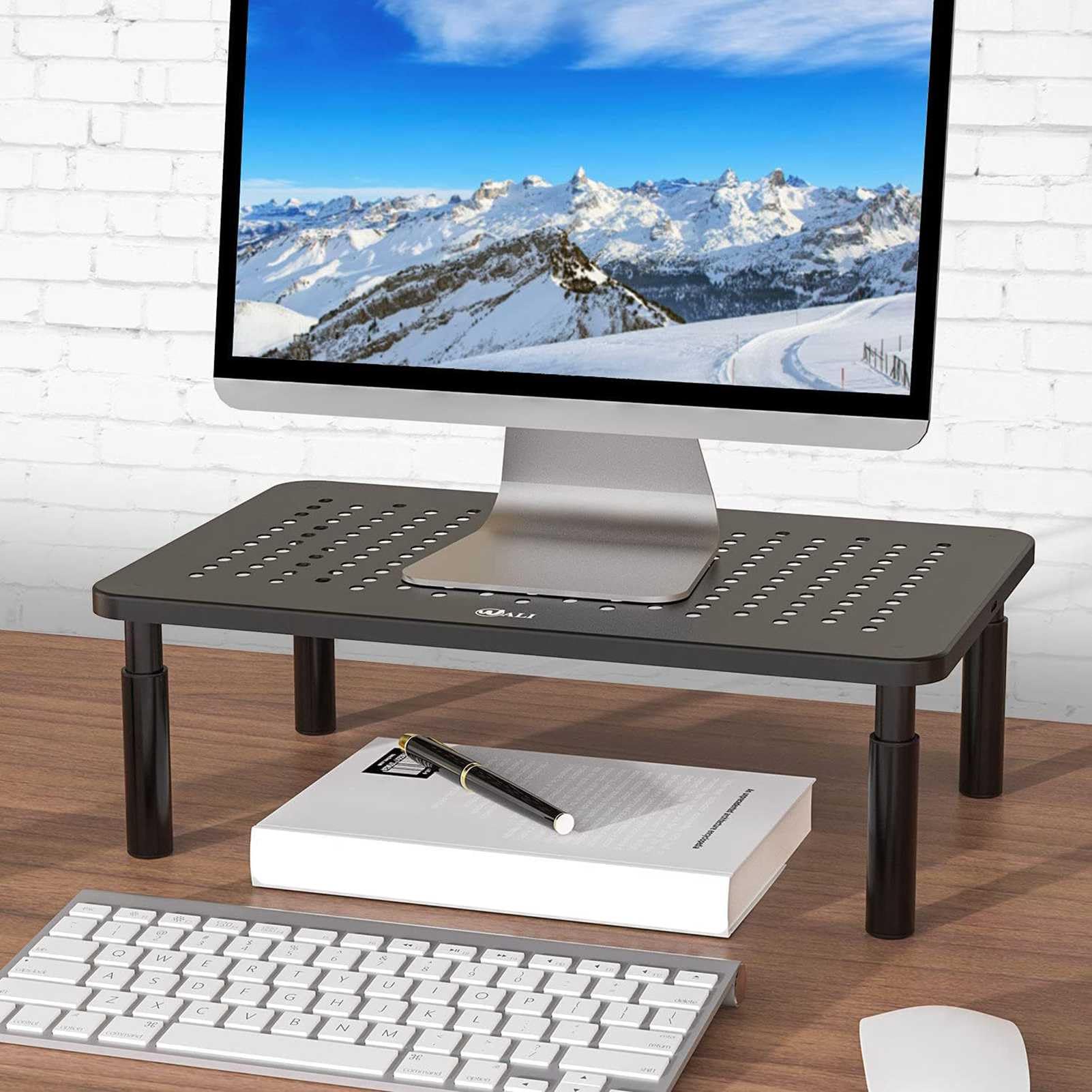 Supporto da scrivania per computer, regolabile, aperto, con cuscinetto antiscivolo, supporto per monitor da scrivania per computer portatili e desktop
