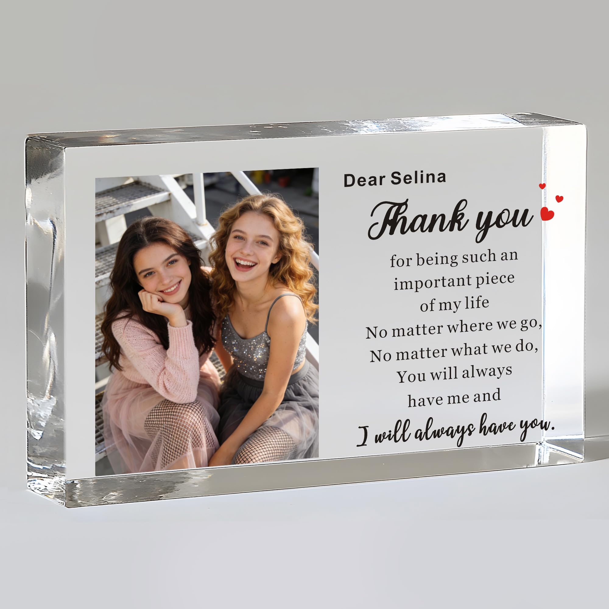 EDSG Personalised Best Friend Picture Frames, BFF Photo Frames Acrylic Sign Plaque with Any Name, Personalised Photo Frame Friendship Gifts for Women Her Sister Birthday Christmas (Design 2)