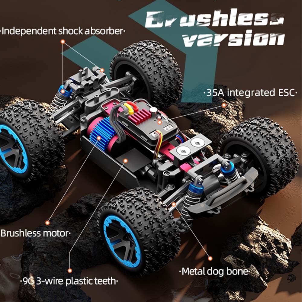 Zdalnie sterowany samochód dla dorosłych 60 km/h, z torbą do przenoszenia, 1/20 Race Buggy 4WD, bezszczotkowy silnik RC, wysoka prędkość, samochód wyścigowy, offroad drift, 3 baterie (niebieski