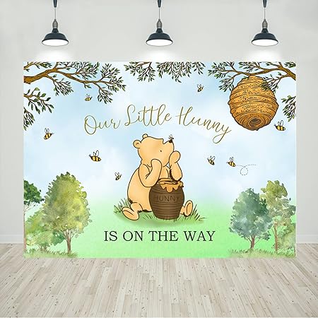Classic Pooh Bear Baby Shower Backdrop - 7x5 Ft Vintage Winnie The Pooh Background