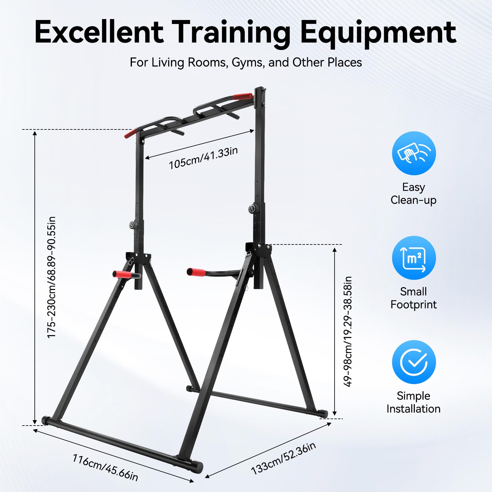 Foldable Power Tower Pull-up Push-ups, Adjustable Multi-functional Home Gym Strength Training Equipment, Fitness Triangular-designed Push-up Frame