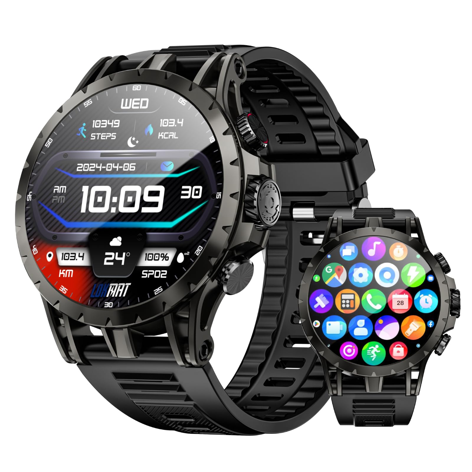 LOKMAT 4G SIM Card Smart Watch, 1.508'' AMOLED Screen 3GB+32GB Smartwatch for Men Women with Rotating Camera WiFi GPS, Android 8.1 Fitness Activity Tracker Watch