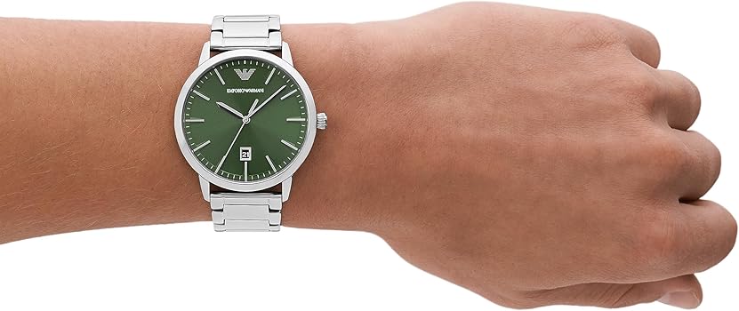 Amazon.com: Emporio Armani Men's Three-Hand Date Silver-Tone