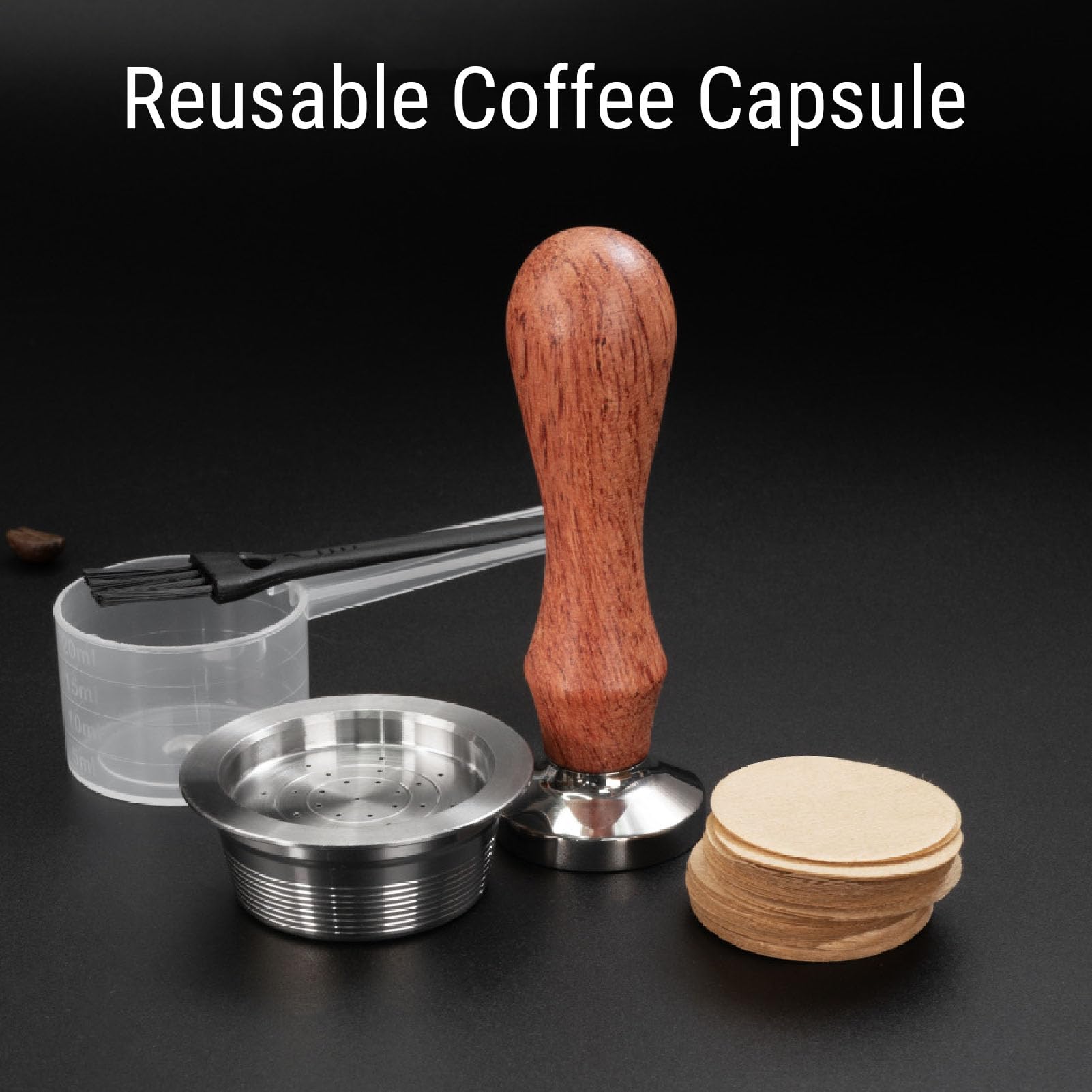 Cápsulas de Café Reutilizables para Cafeteras Mio, Cápsulas de Café Recargables Filtro de de Recargables de Acero Inoxidable con Prensa de, Cepillo y Cuchara